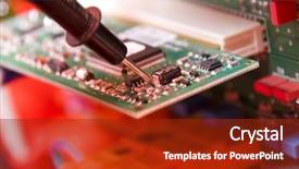  Presentation with electrical engineer - Slides enhanced with electronics engineer at work background and a crimson colored foreground