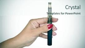  Presentation with cigarette - Theme having electronics free - closeup of the hand background and a sky blue colored foreground