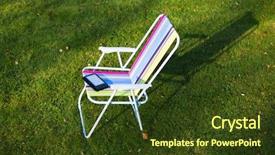  Presentation with grass - PPT theme with electronics garden - e-book reader on the chair background and a  colored foreground
