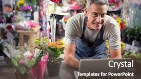  Presentation with electricity gneartion using speed breakers - Slides featuring electronics garden - happy male florist using laptop background and a tawny brown colored foreground