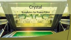  Presentation with printed boards - Beautiful slides featuring electronics process instrument - robotic system for automatic microchip backdrop and a blonde colored foreground