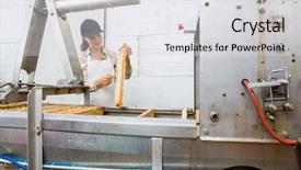  Presentation with honeycomb - Audience pleasing PPT theme consisting of electronics process instrument - young female beekeeper brushing honeycomb backdrop and a  colored foreground