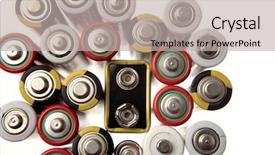  Presentation with batteries - PPT layouts enhanced with electronics recycling - batteries background and a light gray colored foreground