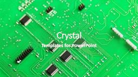  Presentation with circuit board - Presentation consisting of electronics recycling - close up view to electronic background and a shamrock green colored foreground