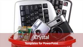  Presentation with electronics white - Amazing presentation theme having electronics recycling - old computer equipment isolated backdrop and a crimson colored foreground