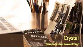  Presentation with repair shop - Beautiful theme featuring electronics screws - electric guitar parts backdrop and a tawny brown colored foreground