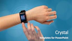  Presentation with smartwatch - Theme having electronics simple - female hand receives new message background and a teal colored foreground