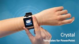  Presentation with new parents nurse practionner - Theme having electronics simple - female hand receives new message background and a teal colored foreground