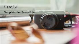  Presentation with travel - Beautiful slide deck featuring electronics simple - small mirrorless travel camera backdrop and a  colored foreground