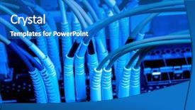  Presentation with data cabling - Audience pleasing presentation theme consisting of electronics technology - optic fiber cables connected backdrop and a  colored foreground