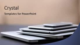  Presentation with electronic - Beautiful presentation theme featuring electronics telephone - stack of electronic devices backdrop and a soft green colored foreground