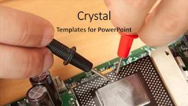  Presentation with electronics workshop - Amazing slide set having electronics workshop - examining computer processor backdrop and a coral colored foreground