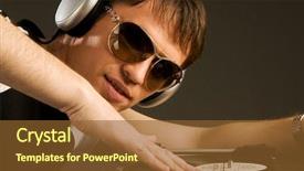  Presentation with headphones - Presentation with electrospinning - young man with headphones background and a tawny brown colored foreground