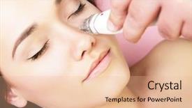  Presentation with beautiful young woman getting face - PPT layouts consisting of electrostimulation lifting therapy beautiful face background and a lemonade colored foreground