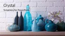  Presentation with brick wall - PPT theme enhanced with elegance classic - fireplace with beautiful blue decorations background and a sky blue colored foreground