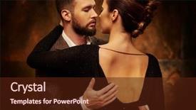  Presentation with well - PPT theme featuring elegance classic - portrait of well-dressed couple background and a tawny brown colored foreground