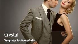  Presentation with classic - Audience pleasing PPT layouts consisting of elegance classic - retro couple isolated on grey backdrop and a tawny brown colored foreground