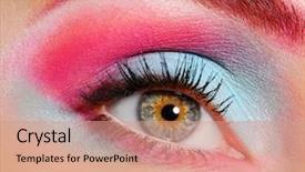  Presentation with eye movement - Cool new presentation design with up of woman's eye backdrop and a coral colored foreground