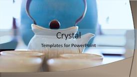  Presentation with japanese style - Beautiful presentation theme featuring elegance japanese style tea set on table in modern living room backdrop and a light blue colored foreground