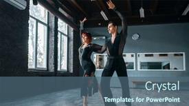  Presentation with dance - Audience pleasing slide set consisting of elegance man and woman backdrop and a ocean colored foreground