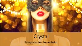  Presentation with sparkling wine - Beautiful PPT theme featuring elegant - beauty glamour woman celebrating backdrop and a gold colored foreground