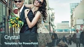  Presentation with city street - Audience pleasing presentation theme consisting of elegant - cheerful young couple backdrop and a tawny brown colored foreground