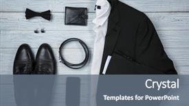  Presentation with accessories - Amazing slide deck having elegant - set of stylish male clothes backdrop and a gray colored foreground