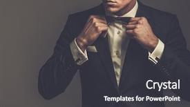  Presentation with tie - Beautiful PPT layouts featuring elegant - sharp dressed man wearing jacket backdrop and a dark gray colored foreground