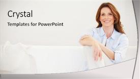  Presentation with mature students sitting at desks - Slide deck featuring elegant - smiling mature woman sitting background and a white colored foreground