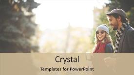  Presentation with walking - PPT theme with elegant - young people walking in autumn background and a soft green colored foreground