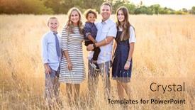  Presentation with diverse family - Beautiful presentation theme featuring elegant-and-beautiful-young-family backdrop and a coral colored foreground