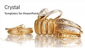  Presentation with elegant green white romantic - PPT layouts consisting of elegant and fashion golden bracelets background and a white colored foreground