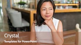  Presentation with chinese restaurant - Colorful slide set enhanced with elegant asian middle-aged businesswoman backdrop and a red colored foreground