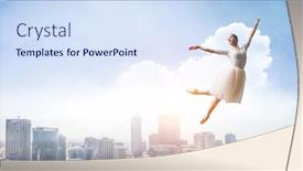  Presentation with ballerina - PPT layouts enhanced with elegant ballerina dancing mixed media background and a sky blue colored foreground