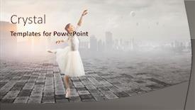  Presentation with ballerina - Cool new PPT theme with elegant ballerina dancing mixed media backdrop and a lemonade colored foreground