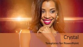  Presentation with blue lights - Presentation design consisting of elegant black - beautiful young fashion woman wearing background and a coral colored foreground