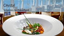  Presentation with haute cuisine - PPT layouts featuring elegant black - haute cuisine at the beach background and a light blue colored foreground