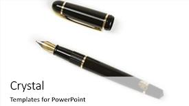  Presentation with fountain pen - Beautiful theme featuring elegant black fountain pen isolated backdrop and a white colored foreground