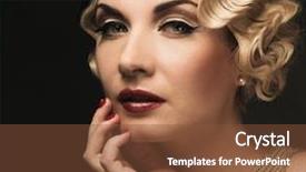  Presentation with golden woman - Cool new theme with elegant blond retro woman in golden dress with beautiful hairdo and red lipstick backdrop and a tawny brown colored foreground