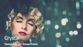  Presentation with lipstick - Slides having elegant blond retro woman with red lipstick wearing little hat with veil background and a ocean colored foreground