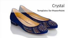  Presentation with flat - PPT theme with elegant blue flat shoes for women in stones isolated on white background and a white colored foreground