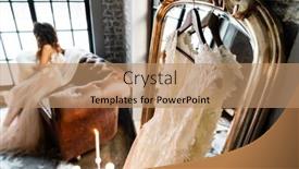  Presentation with bride - Slide set enhanced with elegant-bride-in-the-studio background and a coral colored foreground