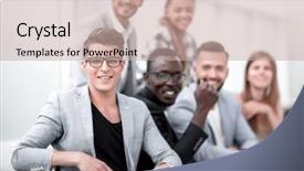  Presentation with business remote work - Colorful slide set enhanced with elegant business partners planning work backdrop and a  colored foreground