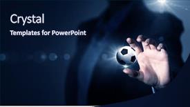  Presentation with elegant - Beautiful slides featuring elegant businessman holding soccer backdrop and a navy blue colored foreground