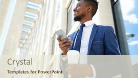  Presentation with modern elegant - PPT layouts featuring elegant-businessman-in-formalwear-holding background and a sky blue colored foreground