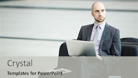  Presentation with airport lounge - PPT theme with posh corporate - elegant businessman in formalwear sitting background and a light gray colored foreground