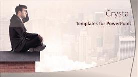  Presentation with modern elegant - Audience pleasing slides consisting of elegant businessman in modern suit sitting on the top of a brick building looking over the cityscape with clouds concept backdrop and a cream colored foreground