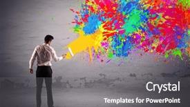  Presentation with elegant colorful animated - Slide deck with elegant businessman in suit painting background and a gray colored foreground