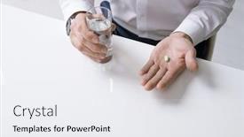  Presentation with water glass - Beautiful PPT theme featuring elegant-businessman-in-white-shirt backdrop and a sky blue colored foreground