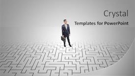  Presentation with maze - Beautiful slide set featuring elegant businessman looking for a solution in a middle of a maze backdrop and a light gray colored foreground